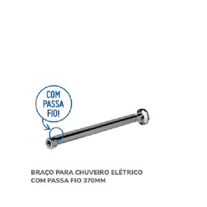 Haste Cano Braço p/ Chuveiro 37 Cm Cromado ABS Com Passa-fio